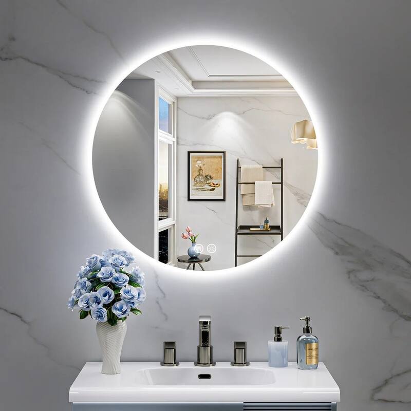 UL Certified Frameless Anti-Fog 3 Colors Dimmable LED Backlit Wall Bathroom Vanity Mirror - 20" x 20" - Round