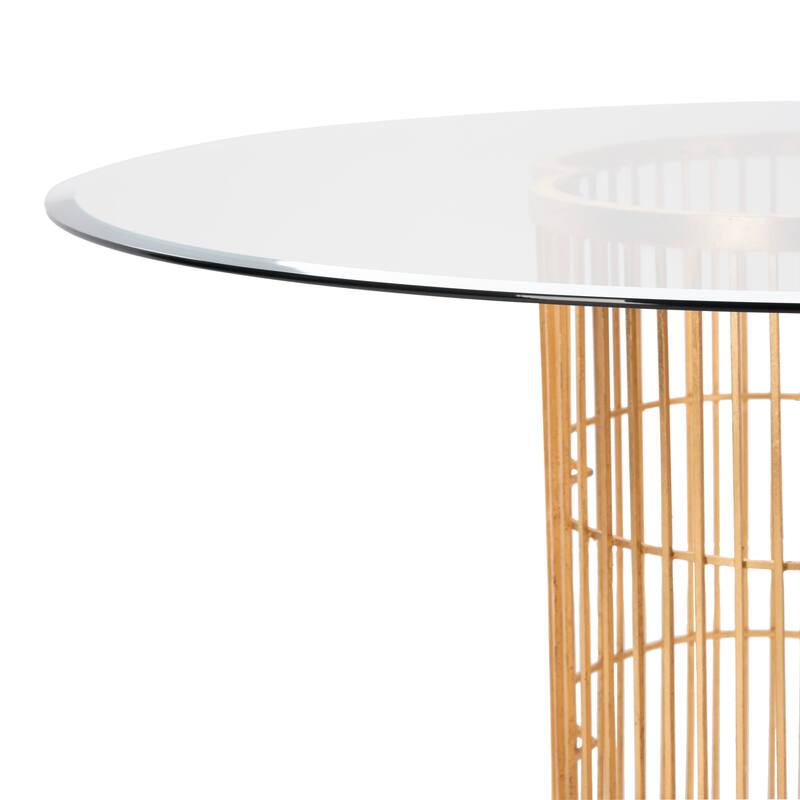 SAFAVIEH Couture Noore 54-inch Gold Leaf Glass Dining Table - 54"W x 54"D x 30"H