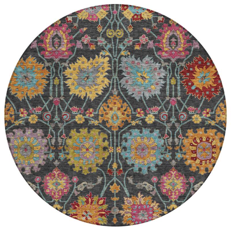 Machine Washable Indoor/ Outdoor Traditional Kashan Chantille Rug