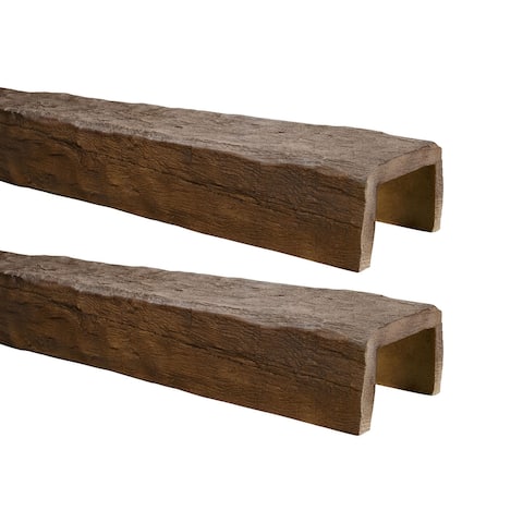 5 inch by 8 inch by 13 foot Hand Hewn Medium Oak Finish Faux Wood Beam 2 Pack