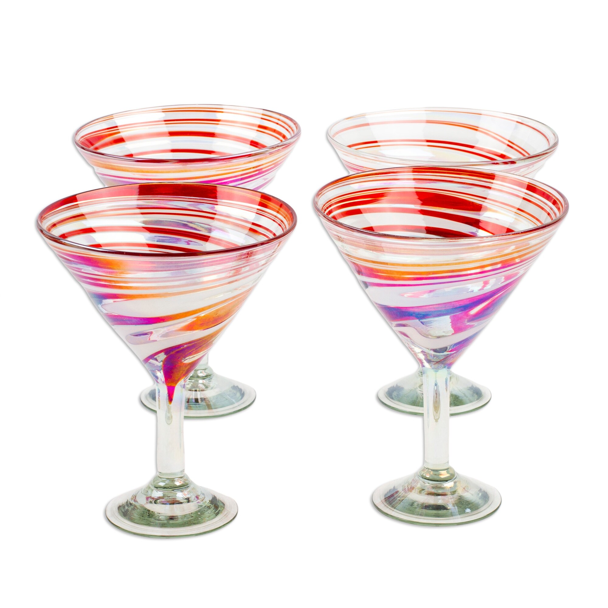 Red Swirl Handmade Martini Glass