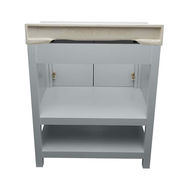 Taos 31" Bathroom Vanity with Cultured Marble Vanity Top Sink in White with White Basin