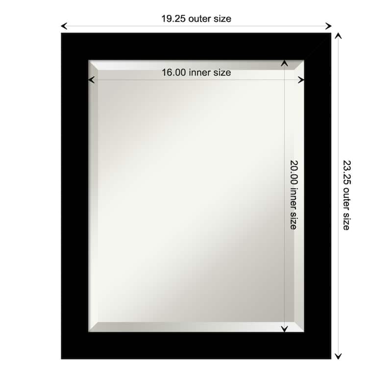 Basic Narrow Beveled Wood Framed Bathroom Vanity Wall Mirror - Basic Black Narrow - Glass Size 16x20