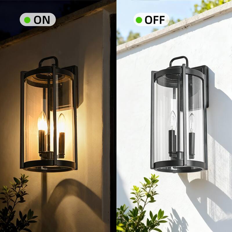 Matte Black Farmhouse Outdoor Wall Lantern Sconce - 3 Variants (11in 1-Light/14in 1-Light/17in 3-Light), Clear Glass, Wet Rated