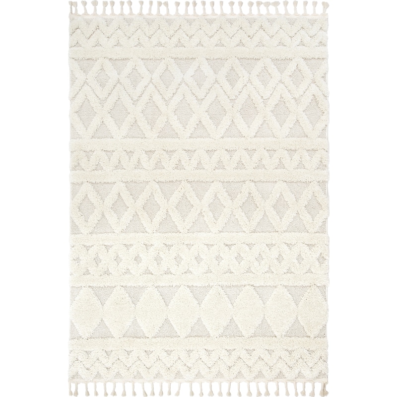 Well Woven Salem Austen Moroccan Tribal High-Low Area Rug - 9' 3" x 12' 6" - Ivory - Rectangle