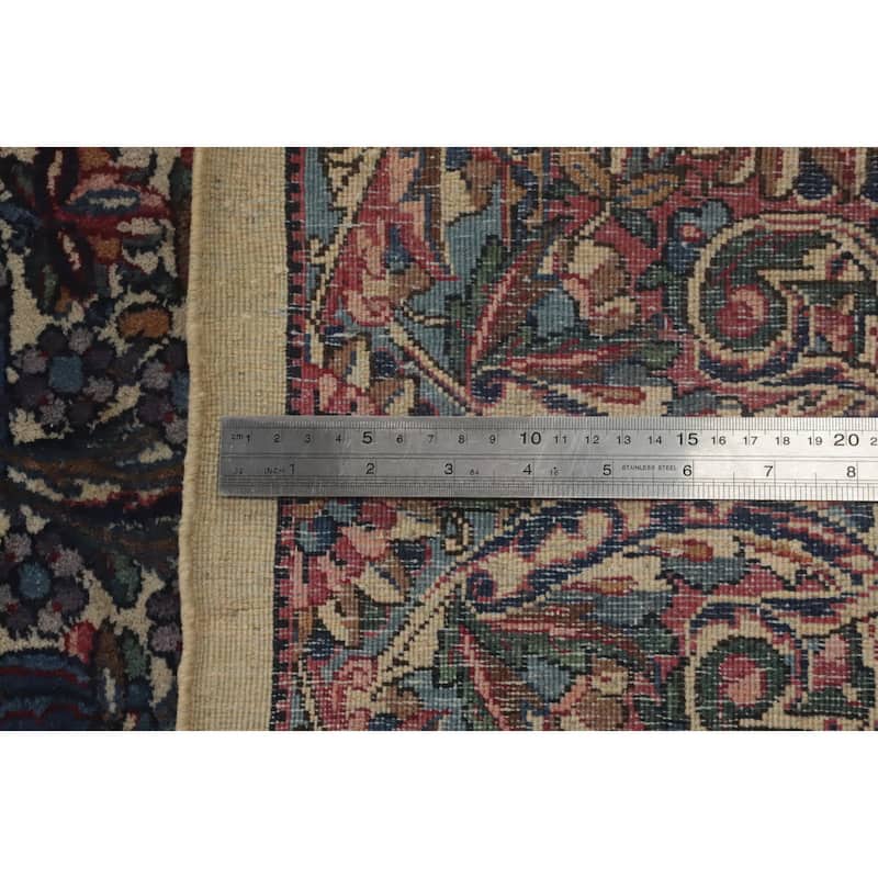 Hand Knotted Oriental 100% Wool Carpet Traditional Floral Beige & Ivories Kerman Area Rug - 15' 4'' X 9' 1''