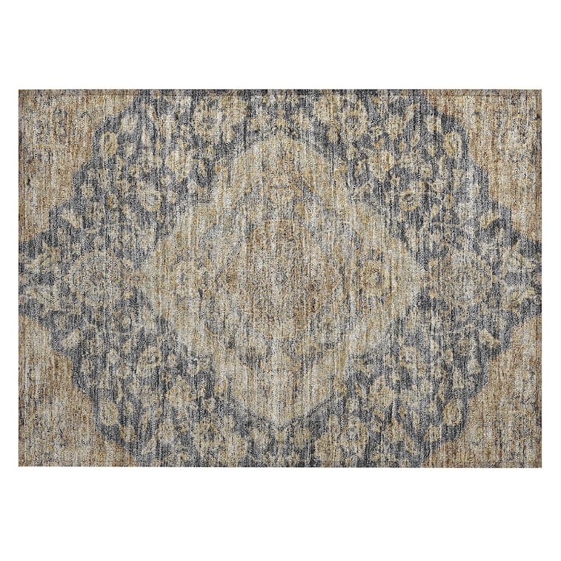 Machine Washable Indoor/ Outdoor Traditional Medallion Chantille Rug