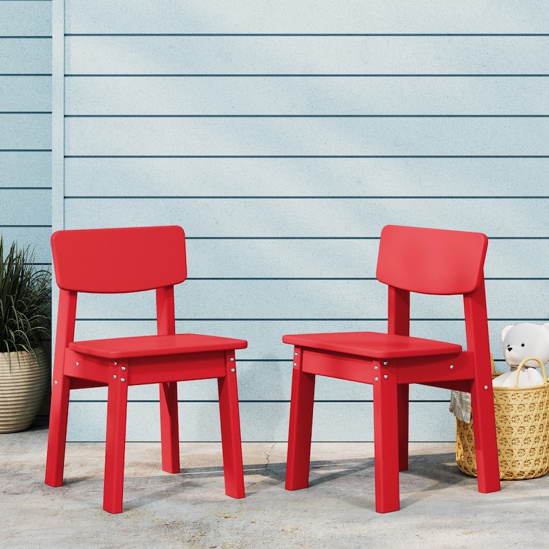 Polytrends Modern Mini Kids Outdoor Dining Chair (Set of 2)