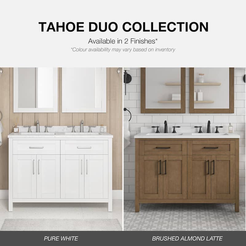 OVE Decors Tahoe 48 in. Double Sink Bathroom Vanity in Brushed Almond Latte