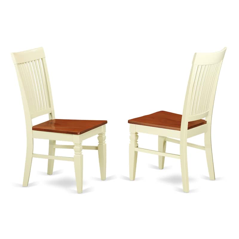 HomeStock 7-Piece Buttermilk and Cherry Finish Solid Wood Top Dining Table with 6 Chairs with Lattice Back