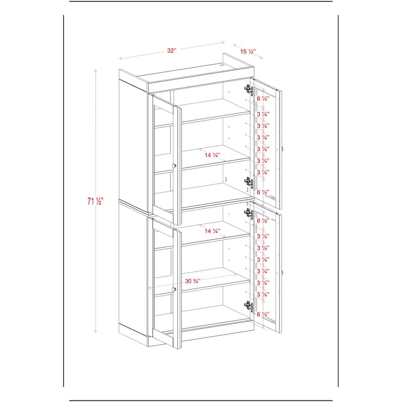 100% Solid Wood 6-Shelf Bookcase with Optional Doors by Palace Imports - 4 Dr Glass/Wood - Antique Blue