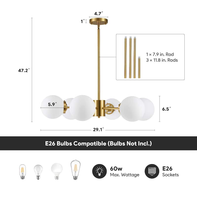 CO-Z Modern Linear Sputnik Pendant Chandelier (6/8/12 - Light)