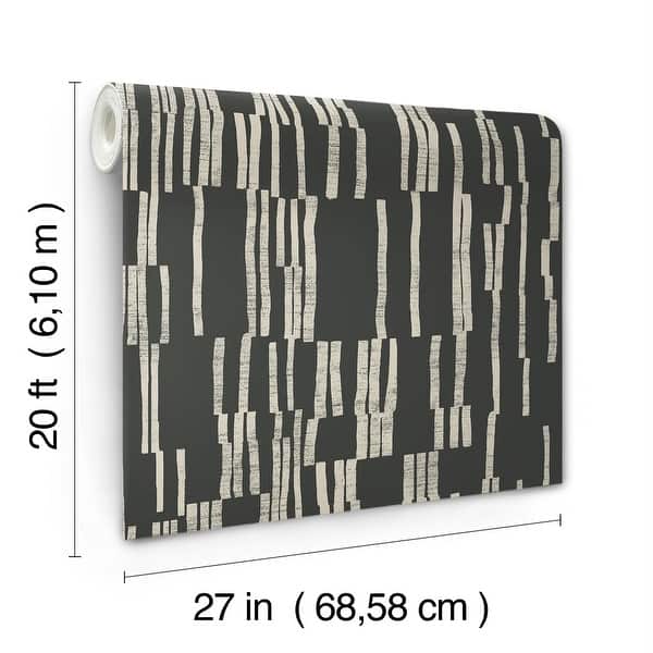 Nikki Chu Koso Black and Taupe Premium Peel and Stick Wallpaper