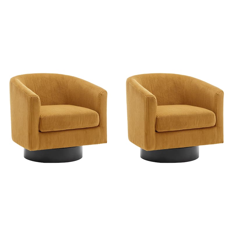 2 Set 360° Swivel Corduroy Accent Chairs Barrel Armchairs