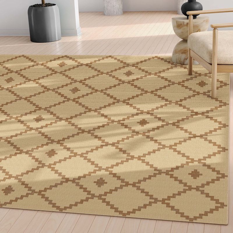 Well Woven Jute Akita Moroccan Lattice Flat-Weave Area Rug