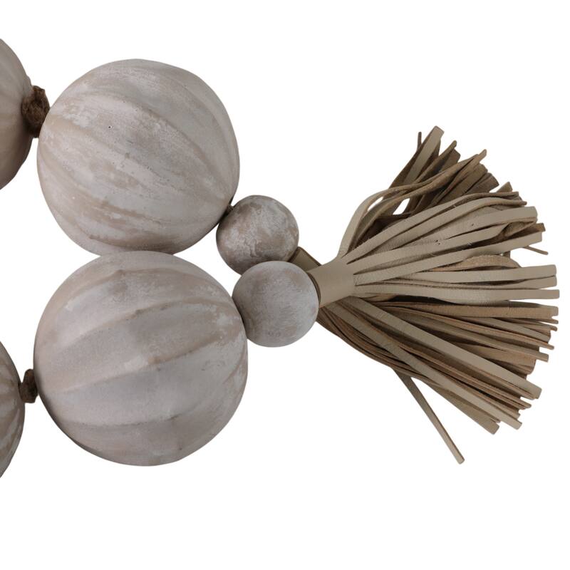 Bead Strand with Leather Tassel Accents - 53" x 3" x 3"