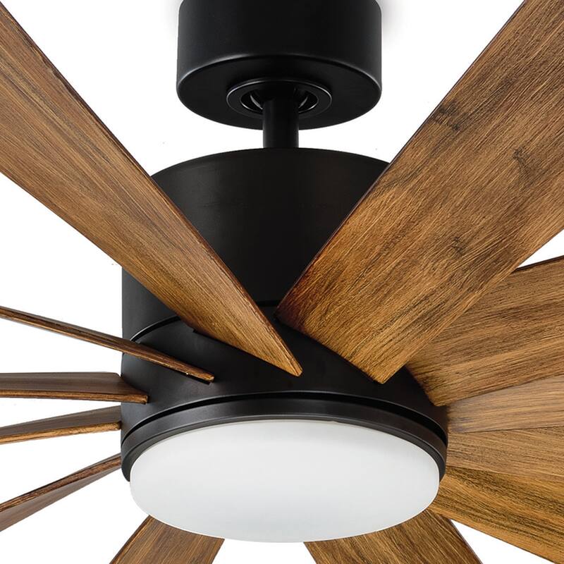 Windflower 80 Inch 12 Blade Indoor / Outdoor Smart Ceiling Fan with Six Speed DC Motor and LED Light.