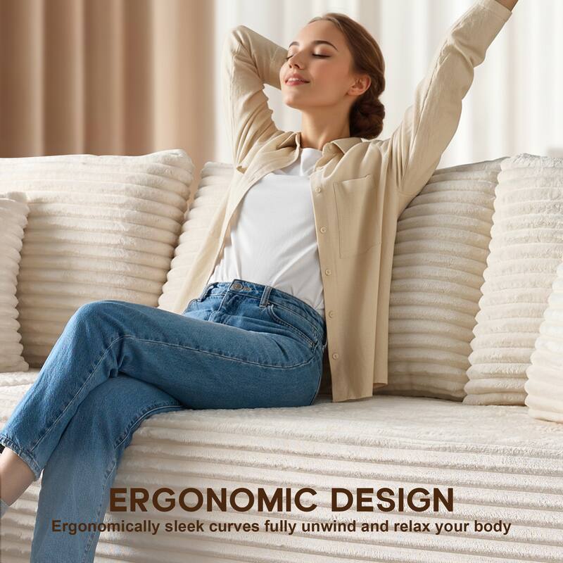 OVIOS All-Foam Cloud L-Shaped Lounger Sofa​ ​​With Ottoman​