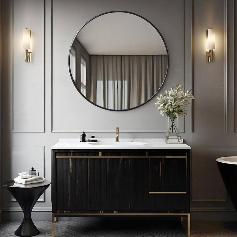 Metal Framed Round Bathrrom Mirror