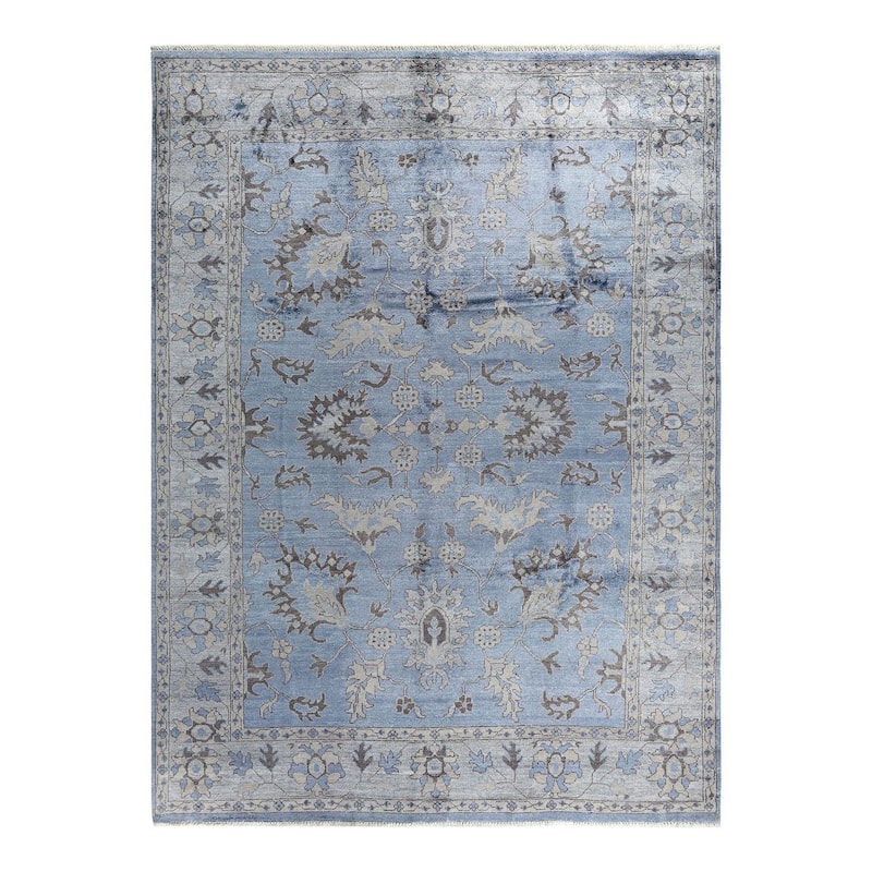 Modern One-of-a-Kind Hand-Knotted Area Rug - Purple, 9' 1" x 12' 1" - 9' 1" x 12' 1"