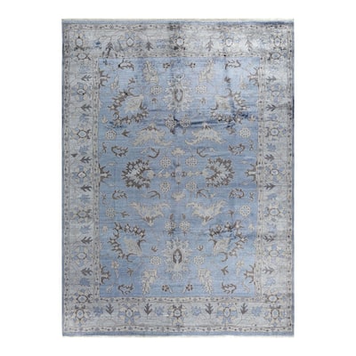 Modern One-of-a-Kind Hand-Knotted Area Rug - Purple, 9' 1" x 12' 1" - 9' 1" x 12' 1"