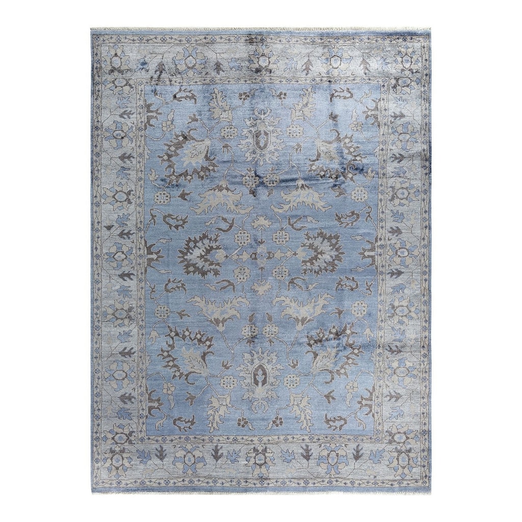 Modern One-of-a-Kind Hand-Knotted Area Rug - Purple, 9' 1" x 12' 1" - 9' 1" x 12' 1"
