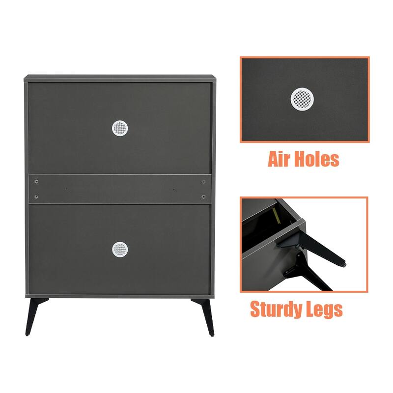 3-Drawer Wood Shoe Storage Cabinet with Removable Panels & 1 Open Shelf