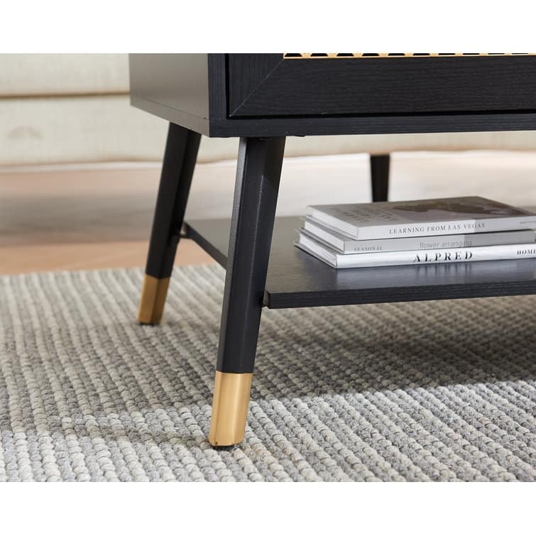 Single Wood Rectangle Coffee Table With 2 Drawers