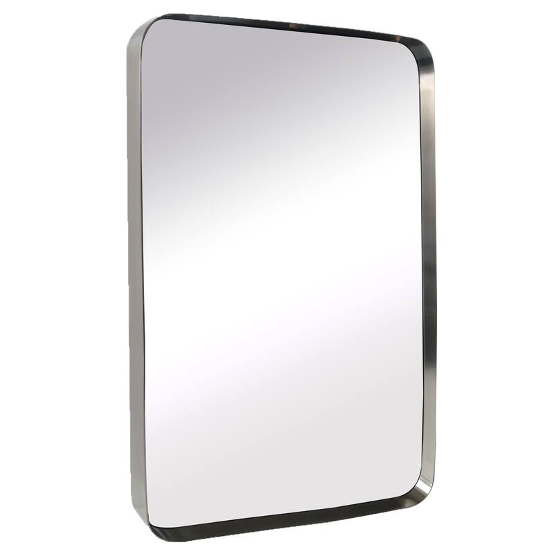 Arthers Stainless Steel Metal Bathroom Vanity Wall Mirror - 30" x 20" - Brushed Nickel
