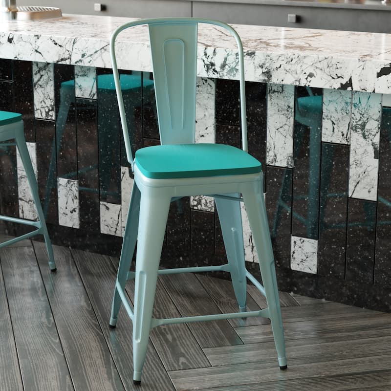 All-Weather Counter Height Stool with Poly Resin Seat