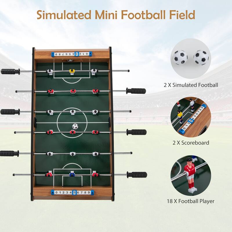 Costway Mini Foosball Table, 27in Soccer Game Table w/ 2 Footballs and