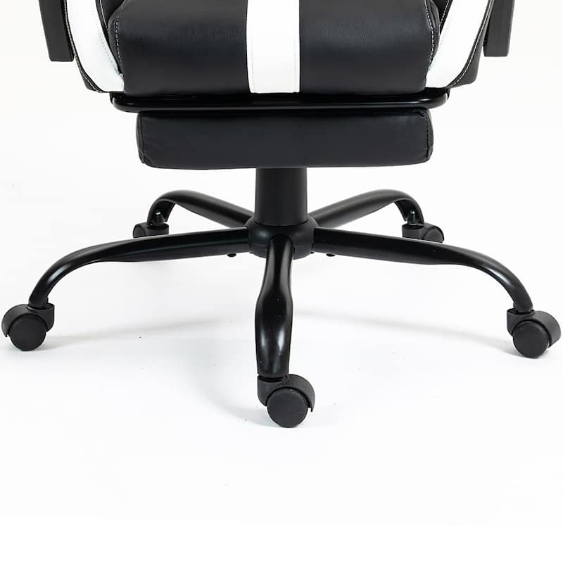 EROMMY RGB LED Gaming Chair with Thickened Massage Lumbar Pillow & Upgraded Footrest, Reclining Ergonomic Chair