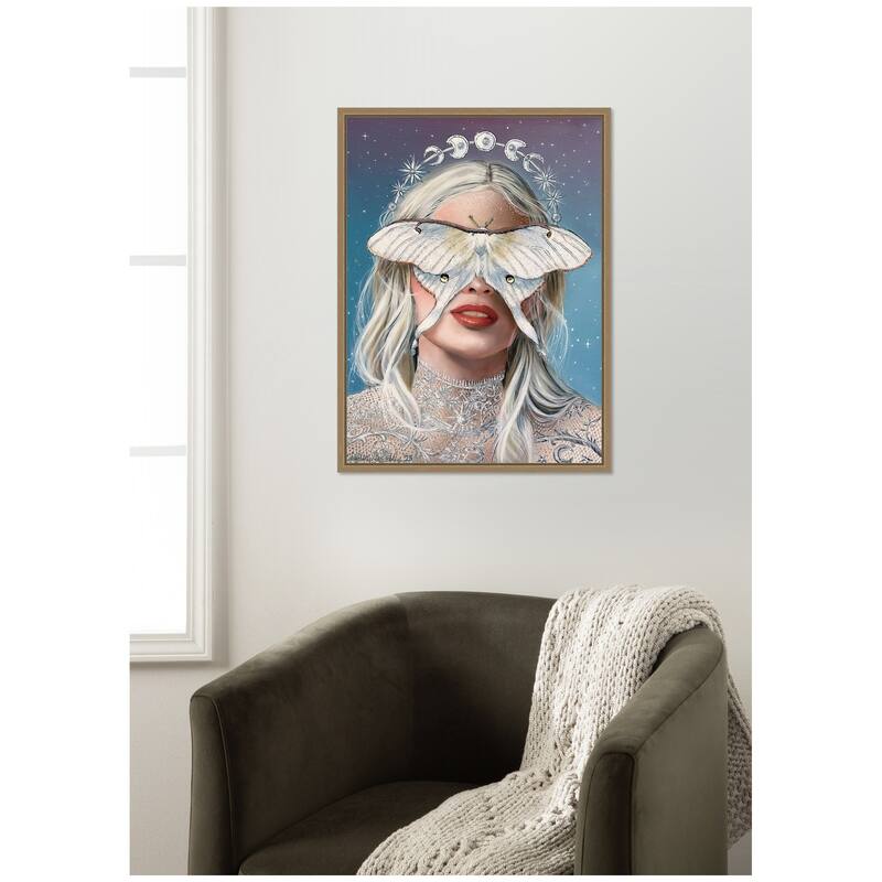 Kate and Laurel Moon Witch by Charlotte Brindley Framed Canvas Wall Art Print