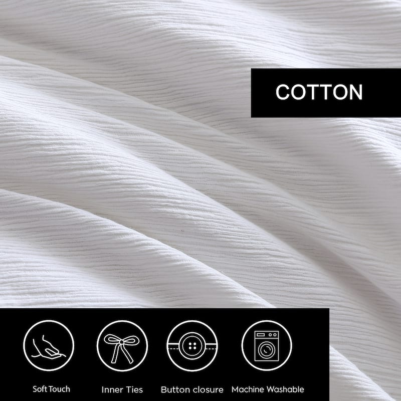 Vera Wang Solid Textured Pleats White Duvet Cover Set