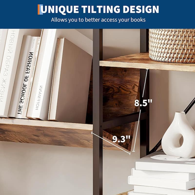 Industrial Triple Wide 4-Tier Bookcase with 11 Open Shelves, Metal Frame Display Shelf for Living Room, Bedroom, or Home Office