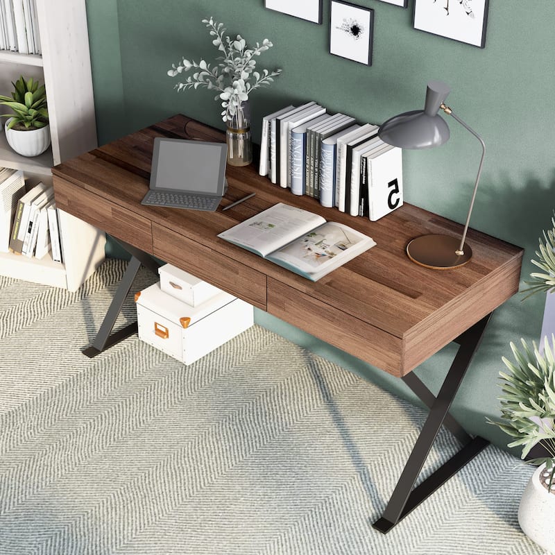 Vae Industrial Black 59-inch Metal Computer Desk with USB by Furniture of America