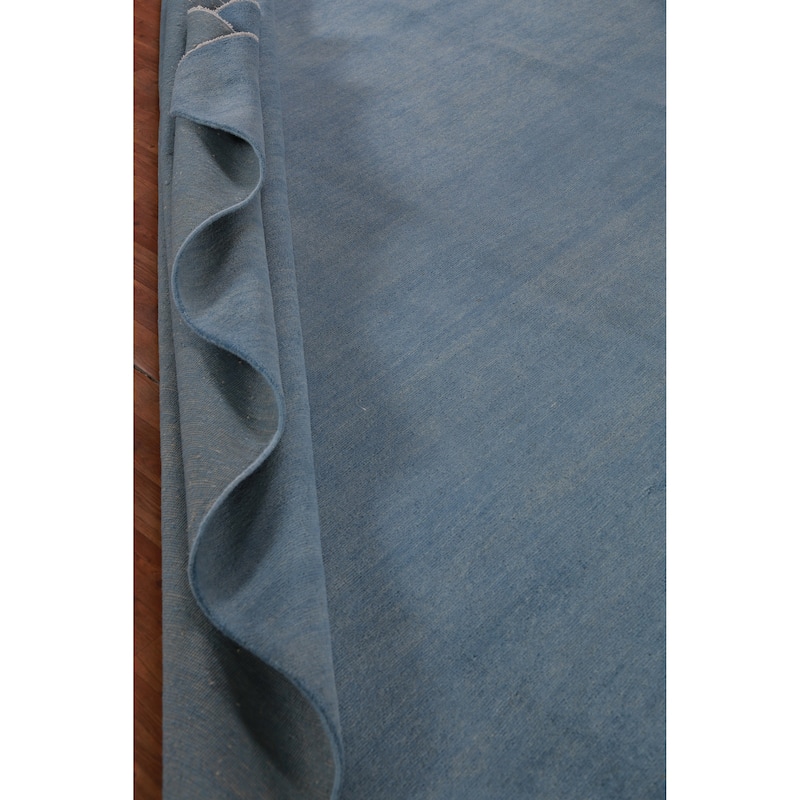 Hand Knotted Oriental 100% Wool Carpet Modern Solid Navy Blue & Blues Gabbeh Area Rug - 11' 7'' X 9' 0''