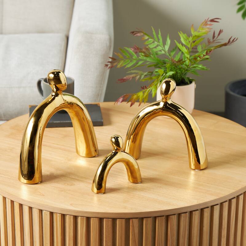 Ceramic Family Abstract Arched Sculpture - Set of 3 Silver or Gold - Roche River Decor