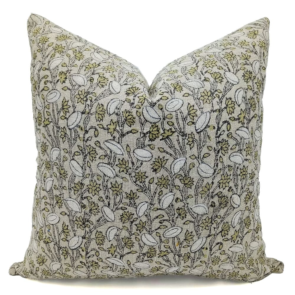 Linen Boho Block print pillow Cover - Pishta