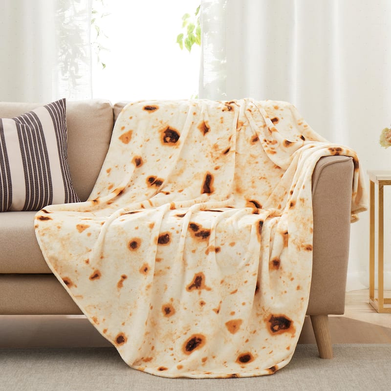 Kids' and Adult Halloween Food Throw Blanket, Microfiber Funny Food Blanket for Home or Dorm Decor - 71" Diameter - Charpati