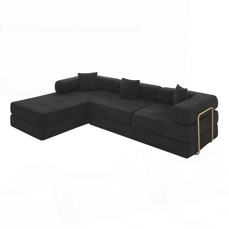 Modular Sectional Sofa with L-Shape Chaise, Boneless Cloud Couch with Deep Seat - Black