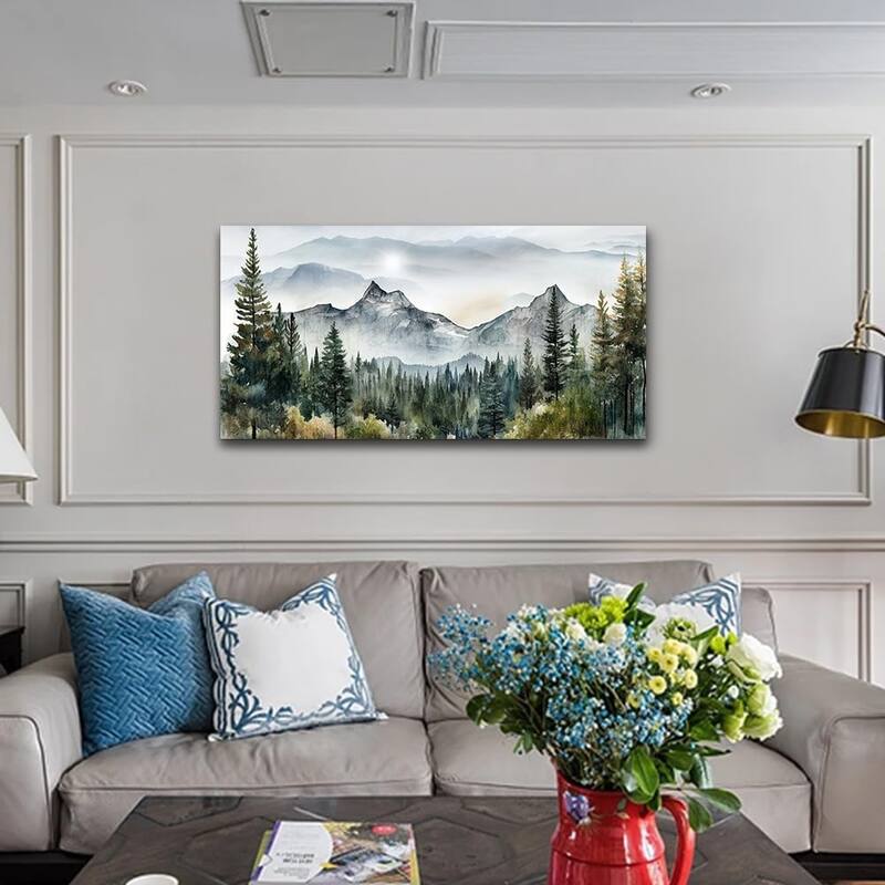 Abstract Mountain Scenery Paintings Misty Forest Landscape