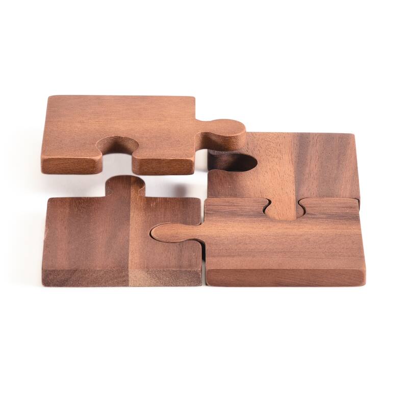 Puzzle Piece Coasters -s/4 - Brown