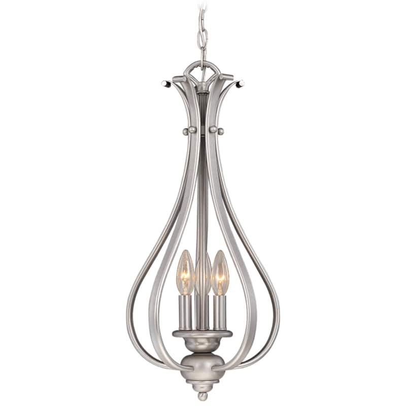 3-Light Pendant - Brushed Nickel, Teardrop Design, Dimmable, Adjustable Height, Transitional Lighting - 24