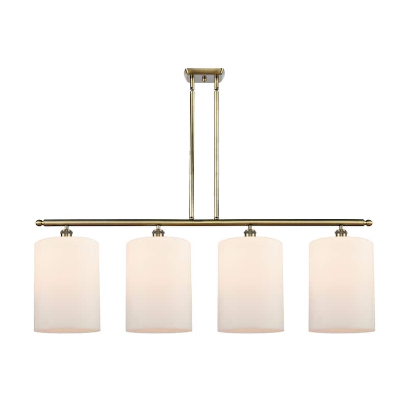 Innovations Lighting Cobbleskill - 4 Light 48" Island Light - Antique Brass/Matte White