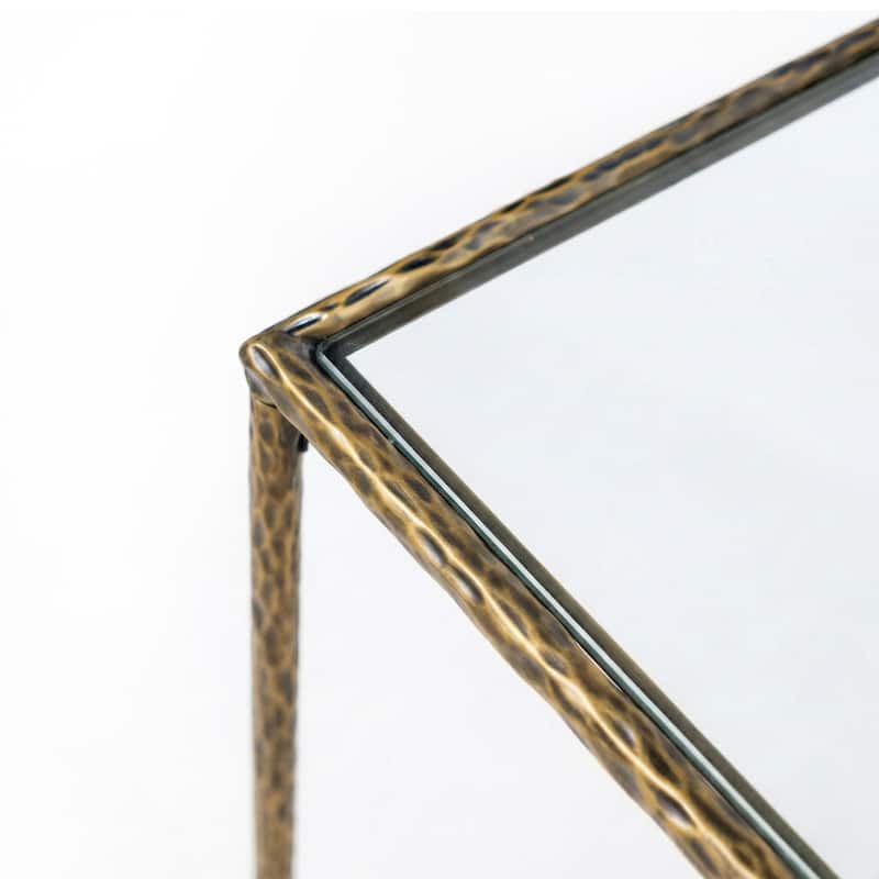 247 Shop At Home Lalia Modern Textured Metal X-Brace End Table