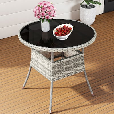 Outdoor Patio Wicker Table - 31.5" L x 31.5" W x 28.7" H