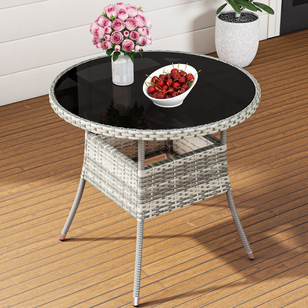 Outdoor Patio Wicker Table - 31.5" L x 31.5" W x 28.7" H