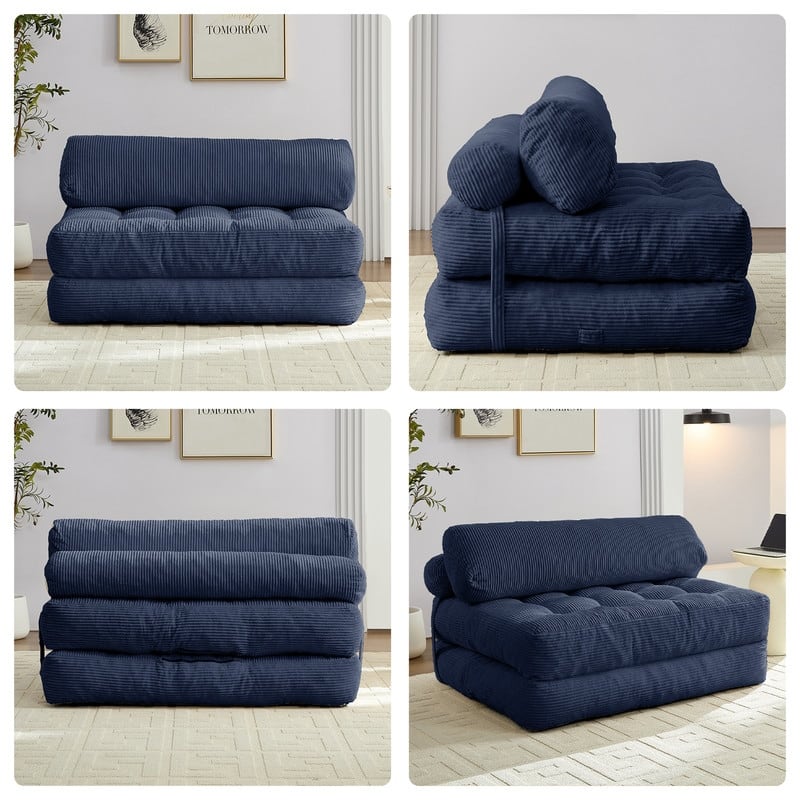 Mixoy W32''/W50'' Corded Velvet Fabric Folding Floor Lazy Futon Sofa Bed
