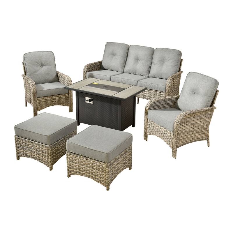 XIZZI Outdoor Patio Furniture Conversation Set with Fire Table